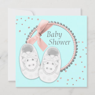 Elegant Pink and Grey Baby Shower Invitation