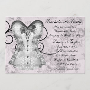 Elegant Pink and Grey Bachelorette Party Invitation
