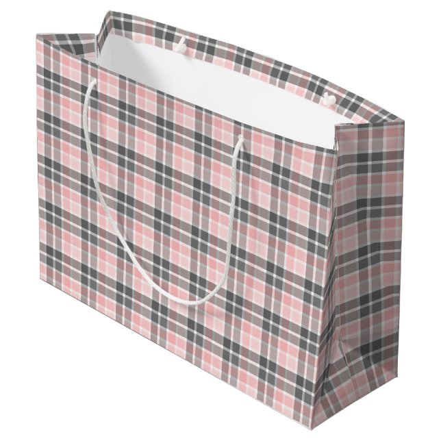 Elegant Pink and Grey Large Gift Bag (Back Angled)