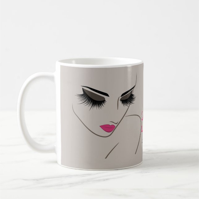 Elegant Pink and Grey Lash Extension Beauty Salon  Coffee Mug (Left)