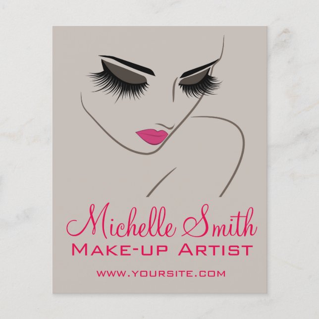 Elegant Pink and Grey Lash Extension Beauty Salon  Flyer (Front)