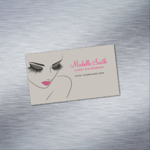 Elegant Pink and Grey Lash Extension Beauty Salon  Magnetic Business Card