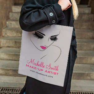 Elegant Pink and Grey Lash Extension Beauty Salon Tote Bag