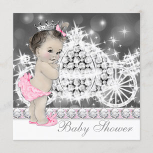 Elegant Pink and Grey Princess Baby Shower Invitation