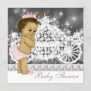 Elegant Pink and Grey Princess Baby Shower Invitation