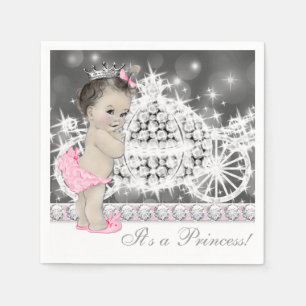 Elegant Pink and Grey Princess Baby Shower Napkin