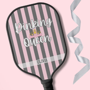 Elegant Pink and Grey stripes Minimalist Custom Pickleball Paddle