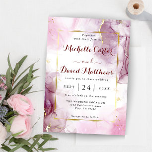 Elegant Pink And Magenta Wedding Invitation