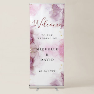 Elegant Pink And Magenta Wedding Welcome Retractable Banner
