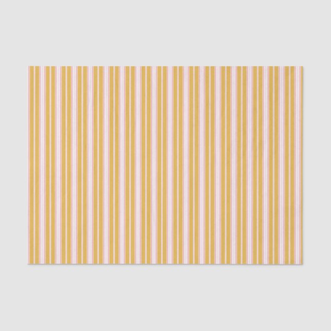 Elegant Pink and Mustard French Ticking Stripes Tissue Paper (Front)