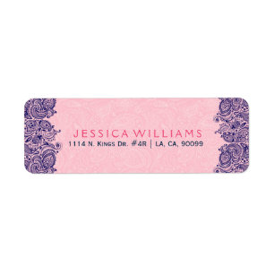 Elegant Pink And Navy Blue Floral Paisley Lace