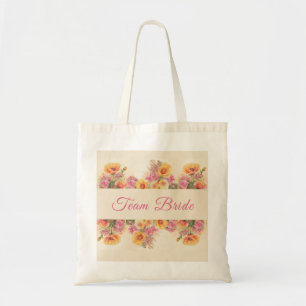 Elegant Pink And Peach Floral Bridesmaid  Tote Bag