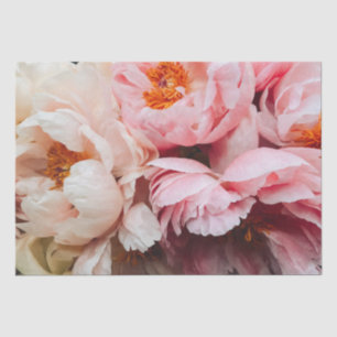 Elegant Pink and Peach Peonies Tissue Paper