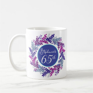 Elegant Pink and Purple 65th Birthday Coffee Mug
