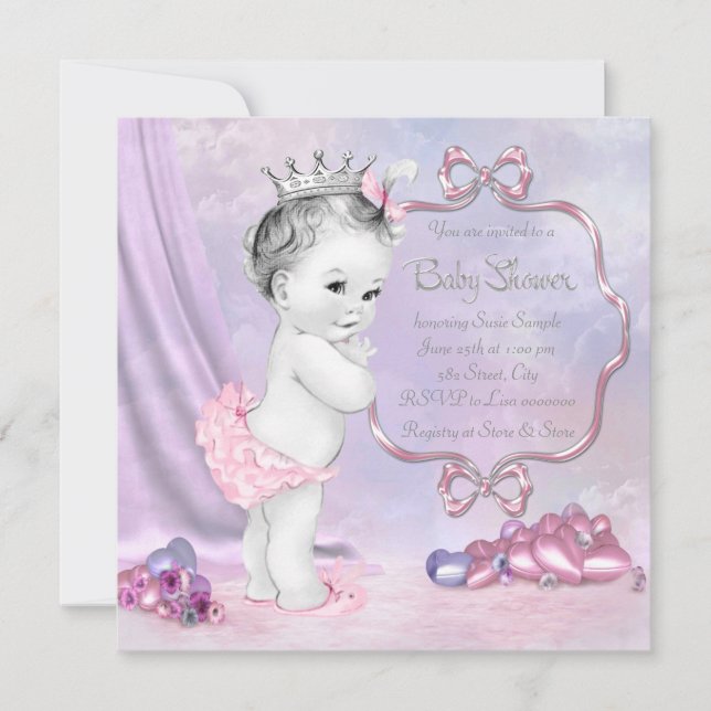 Elegant Pink and Purple Baby Shower Invitation (Front)