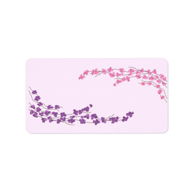 Elegant Pink and Purple Blossoms Label (Front)