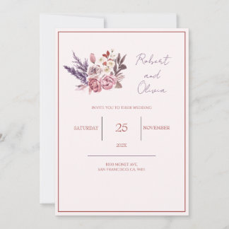 "Elegant Pink and Purple Floral Wedding" Invitation