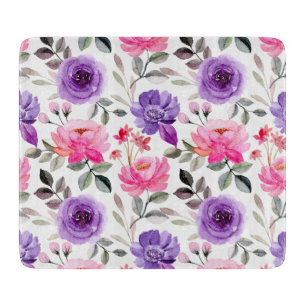 Elegant Pink and Purple Flower Pattern Cutting Boa Board