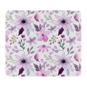 Elegant Pink and Purple Flower Pattern Cutting Board