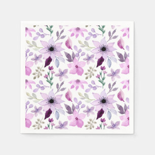 Elegant Pink and Purple Flower Pattern Napkin