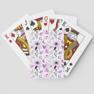 Elegant Pink and Purple Flower Pattern Playing Cards