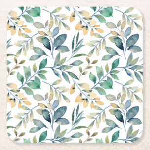 Elegant Pink and Purple Flower Pattern Square Pape Paper Coaster
