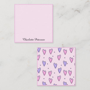 Elegant Pink And Purple Heart Monogram Card