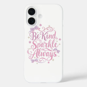 Elegant Pink and Purple Sparkle Script iPhone 16 Case