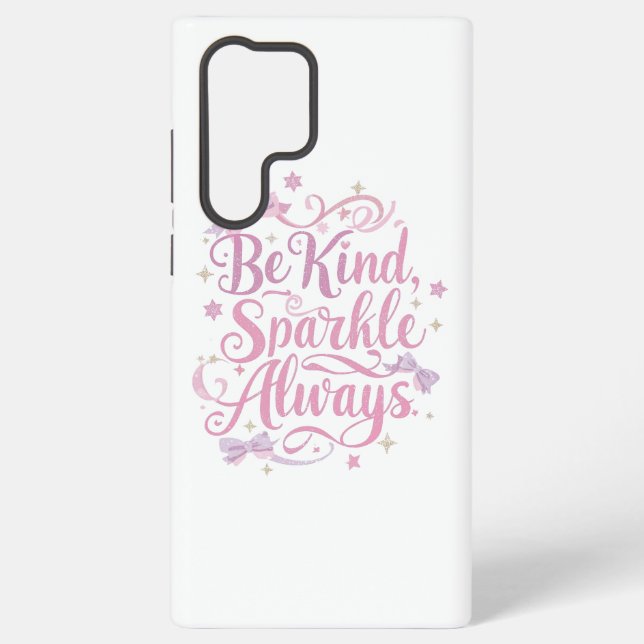 Elegant Pink and Purple Sparkle Script Samsung Galaxy S22 Ultra Case (Back)