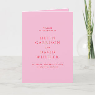 Elegant Pink and Red Classic Wedding Programme
