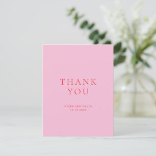 Elegant Pink and Red Classic Wedding Thank You Card
