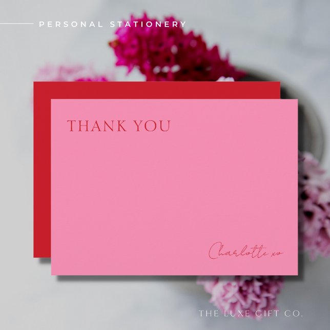 Elegant Pink and Red Flat Thank You Card (Creator Uploaded)
