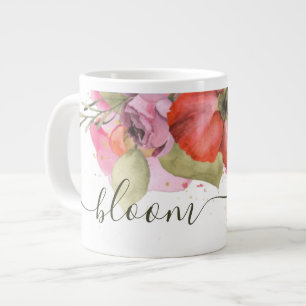 Elegant  Pink and Red Floral "Bloom"   Large Coffee Mug