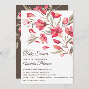 Elegant Pink and Red flowers in bloom  Baby Shower Invitation