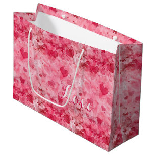 Elegant Pink And Red Hearts Large Gift Bag