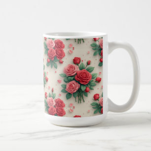 Elegant Pink and Red Rose Bouquets Coffee Mug