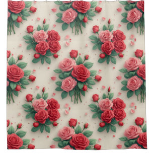 Elegant Pink and Red Rose Bouquets Shower Curtain