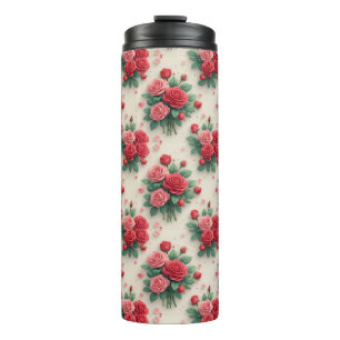 Elegant Pink and Red Rose Bouquets Thermal Tumbler