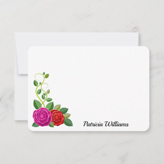 Elegant Pink And Red Rose Flower Card (Front)