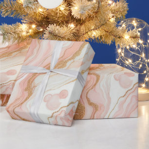 Elegant Pink and Rose Gold Foil Marble Wrapping Paper