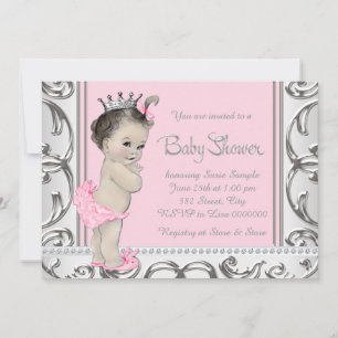 Elegant Pink and Silver Baby Shower Invitation