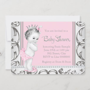Elegant Pink and Silver Baby Shower Invitation