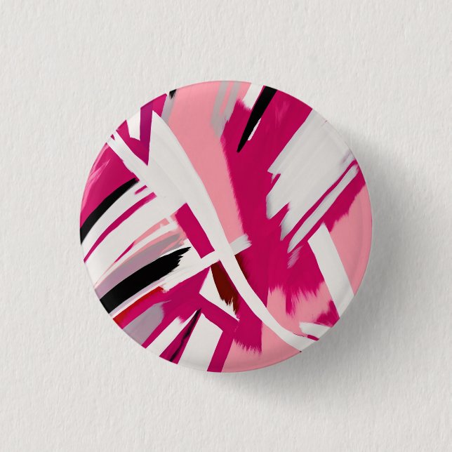Elegant pink and white brushstrokes pattern 3 cm round badge (Front)