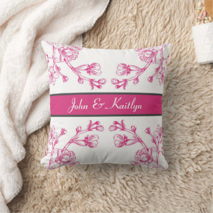 Elegant Pink and White Cherry Blossom Cushion