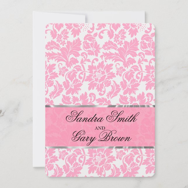 Elegant Pink And White Floral Damas Wedding  Invitation (Front)