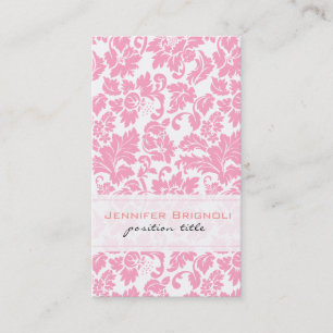 Elegant Pink And White Floral Damasks Pattern Business Card