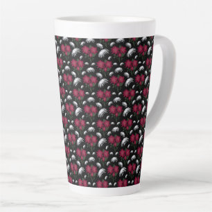 Elegant Pink and White Floral Pattern Latte Mug
