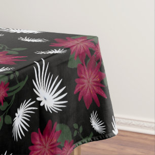 Elegant Pink and White Floral Pattern Tablecloth