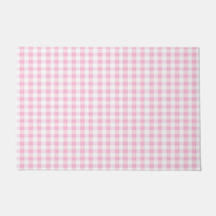 Elegant Pink and White Gingham Pattern Rug