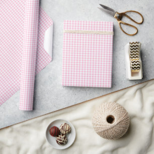 Elegant Pink and White Gingham Pattern Wrapping Paper